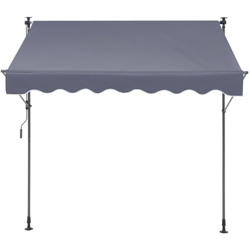VEVOR Manual Retractable Awning, 78" Outdoor Retractable Patio Awning Sunshade Shelter, Adjustable Patio Door Window Awning Canopy with 39" Sun Shade Curtain for Backyard, Garden, Balcony, Dark Gray