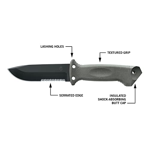 Gerber Gear LMF II Infantry Survival Knife, Military Grade Tactical Fixed Blade with Serrated Edge, Shock Absorbing Handl...