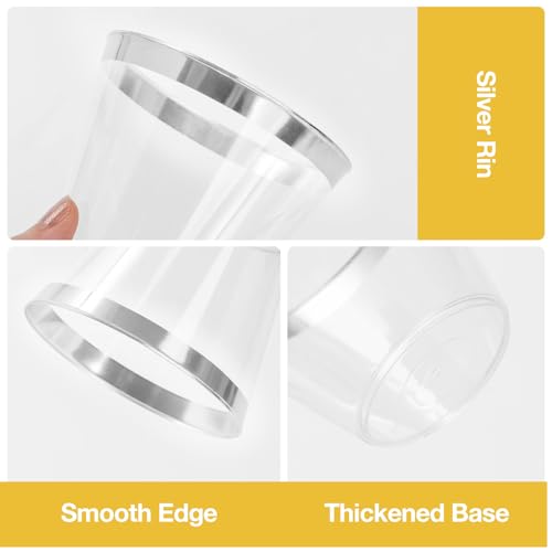 Goodluck 50PCS 9oz Plastic Cups for Party, Disposable Silver Plastic Cups, Cocktail Glasses for Wedding Thanksgiving, Chri...