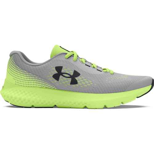 Under Armour Boys' Grade School Charged Rogue 4, (101) Mod Gray/Morph Green/Black, 3.5, US