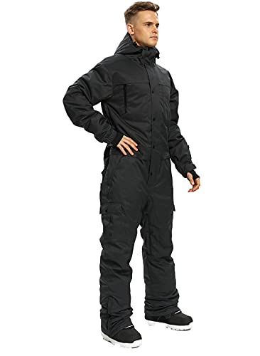 SNBOCON Mens One Piece Ski Suit Snowsuits Colorful Snowboard Jumpsuits Waterproof Hooded Warm Jackets Outdoor Winter