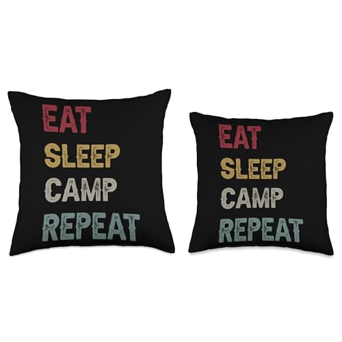 Eat Sleep Camp Repeat Outdoor Lifestyle Camping Throw Pillow