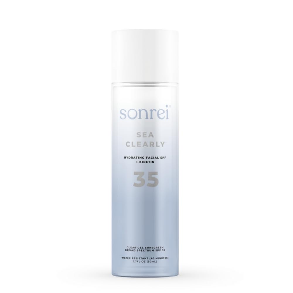 Sonrei Sea Clearly Hydrating Facial SPF 35 + Anti-aging Growth Factor Clear Sunscreen Gel & Primer | Broad Spectrum UV Protectio