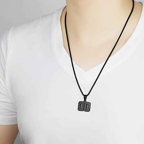 Number Necklace for Boy Black Athletes Number Stainless Steel Chain 00-99 Number Charm Pendant Personalized Sports Jewelry for Men Basketball Baseball Football
