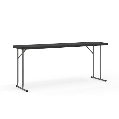 Flash Furniture Kathryn 6' Rectangular Plastic Folding Table, Long Plastic Foldable Table for Indoor/Outdoor Events, Black