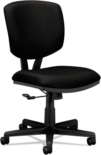 HON Volt Armless Office Chairs with Wheels, Ergonomic Adjustable Center-Tilt Recline, Fabric Back and Seat, Swivel Desk Ch...