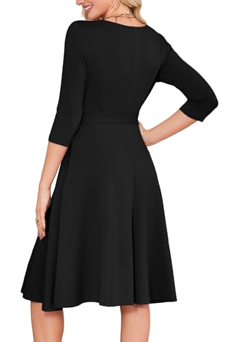 RUMIA Women's Cocktail Dresses 3/4 Sleeve Vintage Wedding Guest Dress (XS-3XL)