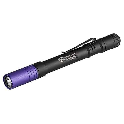 Streamlight 66148 Stylus Pro USB 400nm UV Rechargeable Penlight with 120V AC Adapter, USB Cord and Nylon Holster, Black