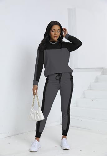 HBQ Women‘s Color Block 2 Piece Outfits Casual Travel Sweatsuits Lounge Sets 2025 Fall Fashion