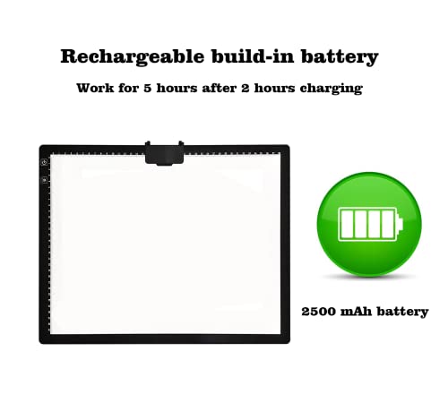 YINGWOND Rechargeable A3 LED Light Pad with Carry Bag, Adjustable Brightness Light Box with 3 Colors, Built-in Stand, 2500...