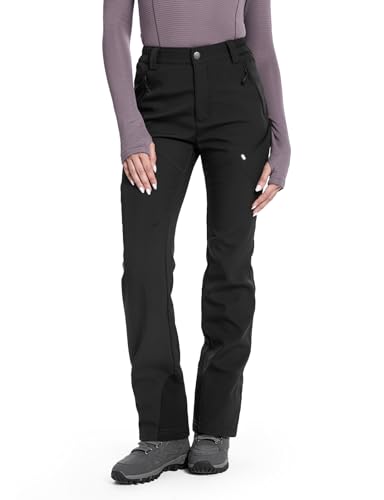 Moosehill Women's Ski Snow Pants: Fleece Lined Waterproof Insulated Softshell for Winter Outdoor Hiking with 5 Pockets