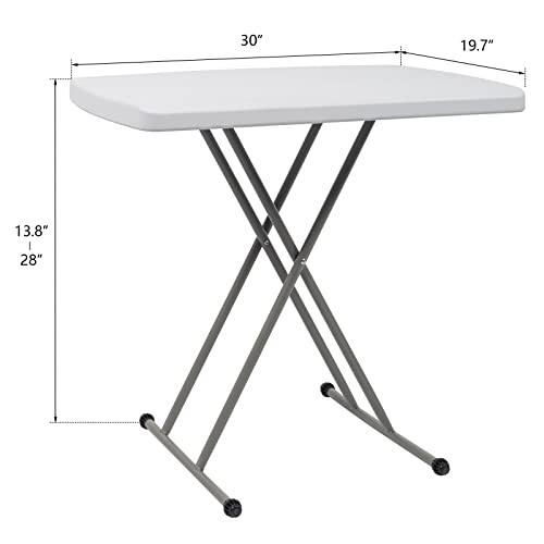 VINGLI Small Adjustable Folding Table, 13.8 in-28 in Height Personal Laptop TV Tray, HDPE Plastic Top with Steel Frame, 30...