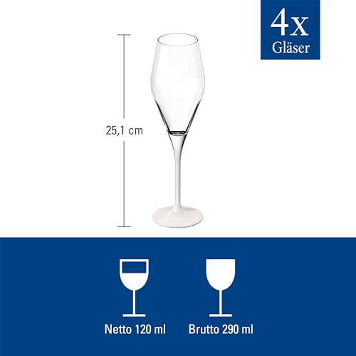 Villeroy & Boch - Manufacture Rock Blanc Champagne Flute Set, 4 pcs. Set of Drinking Glasses for Champagne and Sparkling W...