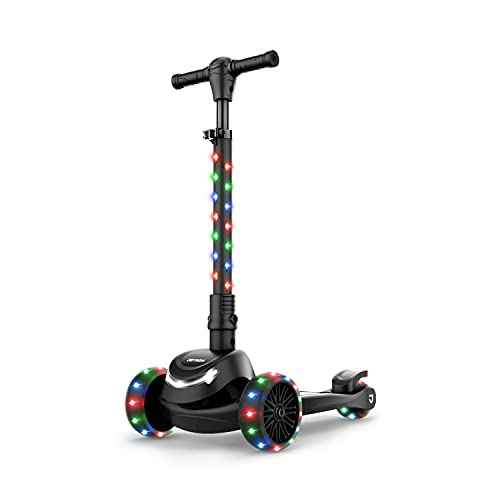 Jetson 3-Wheel Light-Up Kick Scooter, Lights on Stem & Wheels, Height Adjustable Handlebar, Rear Brake, Foldable, Ages 3+