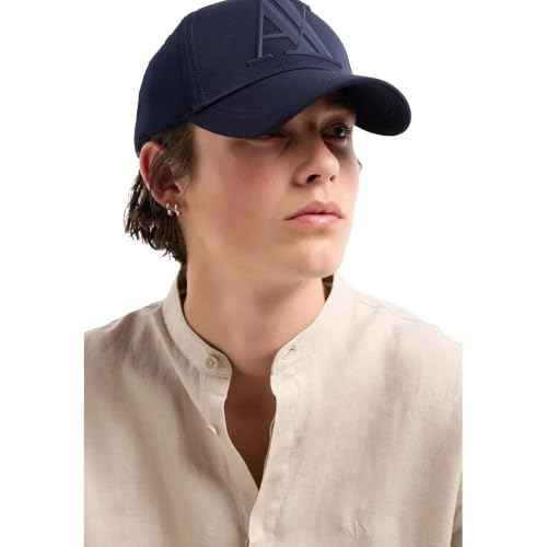 A|X Armani Exchange Men's 3D Rubber AX Tonal Logo Hat, Navy, UNI