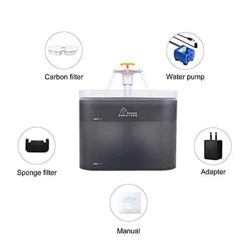Cat Water Fountain, 67oz/2L Automatic Cat Drinking Fountain, Pet Water Fountain with LED Light and Filter for Cats and Sma...