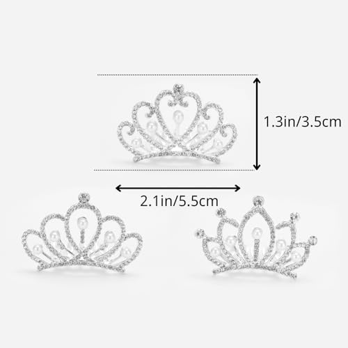JINYEAH Mini Crowns Pearl Tiaras Mini Tiara Headband Rhinestone Princess Hair Accessories Tiny Crown Hair Clip Small Tiara...
