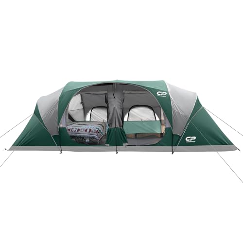 CAMPROS CP Tent 12-Person-Camping-Tents,3 Room Family Tents,Waterproof Windproof Family Tent with Top Rainfly,6 Large Mesh...