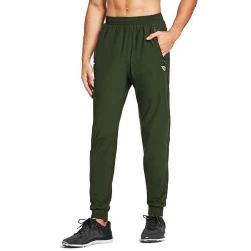 baleaf Men's Joggers Pants Athletic Workout Track Running Gym Lightweight Quick Dry Tapered Jogger Zipper Pockets