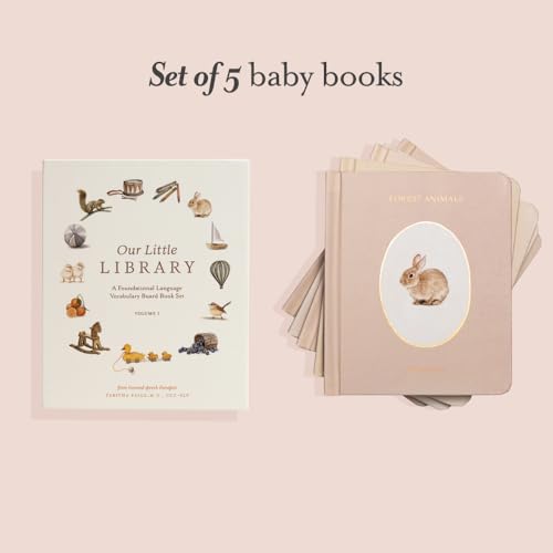 Our Little Library: A Foundational Language Vocabulary Board Book Set for Babies, Including Farm & Forest Animals, Fruits & Veggies, Toys & More (Tabitha Paige Children's Book Series)