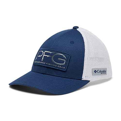 Columbia Unisex PFG Hooks Mesh Ball Cap-High Crown, Carbon/Silver, XX-Large