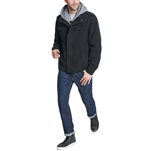 Levi's Men's Washed Cotton Hooded Military Jacket (Regular & Big & Tall Sizes)