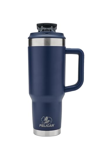HydrationHub USA Pelican Porter™ Dual - 40 oz. Dual Lid, Recycled Double Wall Stainless Steel Travel Tumbler, Midnight