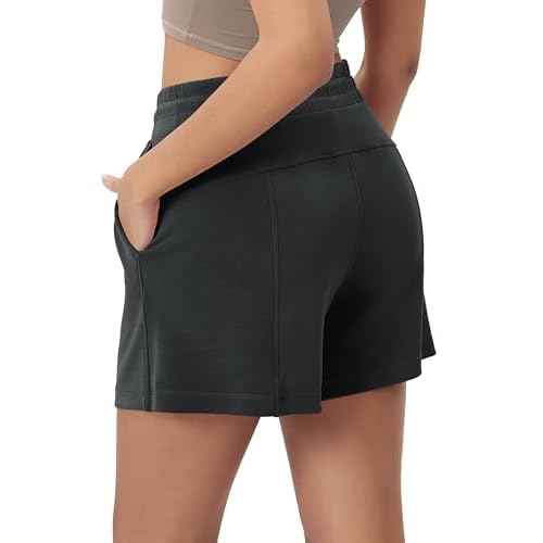 ODODOS Modal Soft Relaxed Shorts for Women Adjustable Shockcord High Waist Casual Shorts with Pockets - 4" / 6" Inseam