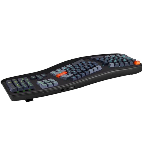 ADESSO EasyTouch 1500 Ergonomic Mechanical Keyboard with Cherry Red Switches Wired Wireless Bluetooth RGB Illuminated Mult...