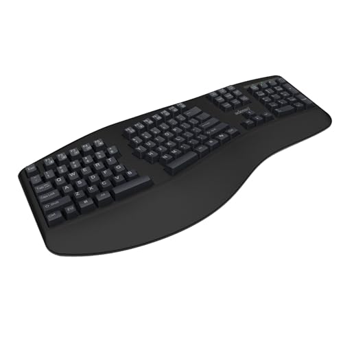 ADESSO EasyTouch 150 Ergonomic Wired Mechanical Keyboard with Cherry MX Brown Switches, Integrated Palm Rest, Dedicated Co...