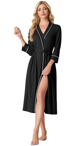 PrinStory Womens Robe Long Kint Bathrobe Lightweight Soft Robes Ladies Bath Robe