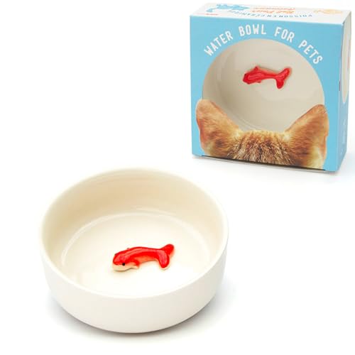 Suck UK Cat Bowls - Fish Bowl - Cat Water Bowl - Funny Animal Accessories - Ceramic Dish - Novelty Pet Supplies - Pets Pra...