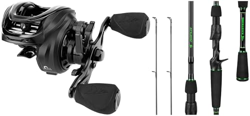 KastKing Zephyr Baitcasting Fishing Reel, Left Handed, Black & 6'8" M & MH Casting Rod Combo