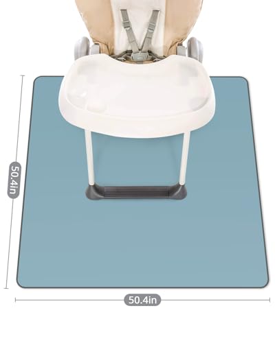 Blissful Diary Baby Splat Mat for Under High Chair, 50.4 x 50.4 Inch Wipeable Splash Mat, Waterproof and Washable, Anti-Sl...