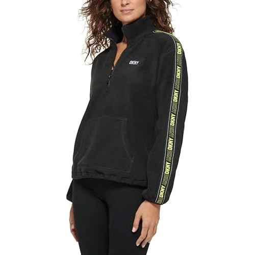 DKNY womens Sport Flip Logo Tape Quarter Zip Jacket