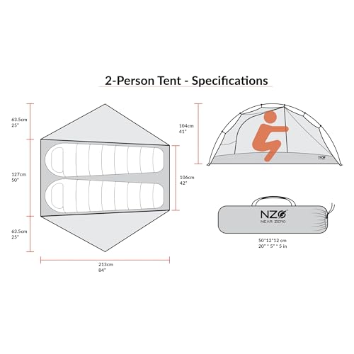 Near Zero 1-3 Person Ultralight Backpacking Tents, up to 2 Doors, 20D Ripstop Waterproof Sealed Nylon, Freestanding, Rainf...