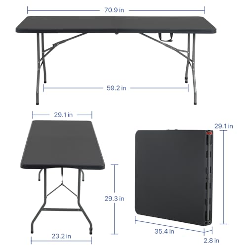 HKLGorg Folding Table, Heavy Duty Plastic Folding Utility Table Indoor Outdoor, Party Dining Table Easy to Assemble with L...
