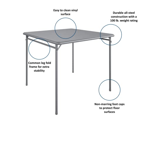 CoscoProducts Premium 5-Piece Table & Chair Dining Set, with 34" Vinyl Top Card Table and 4 Fabric Padded Seat & Back Fold...