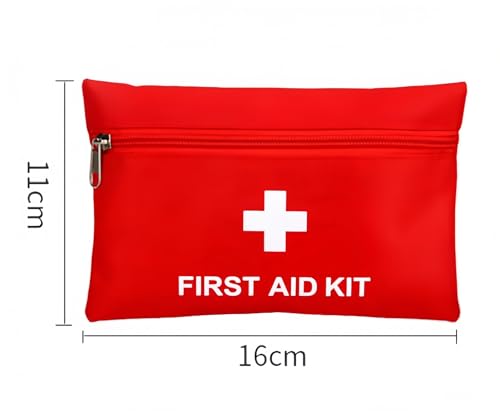 First Aid Kit Emergency Empty Medicine Storage Bag for Travel Portable Rescue Pill Pocket with Zipper Waterproof Small Red...