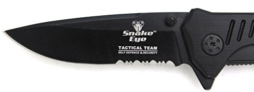 Snake Eye Tactical All Black Rescue Style Assisted Folding Pocket Knife Hunting Camping Fishing Outdoors Razor Sharp Blade...