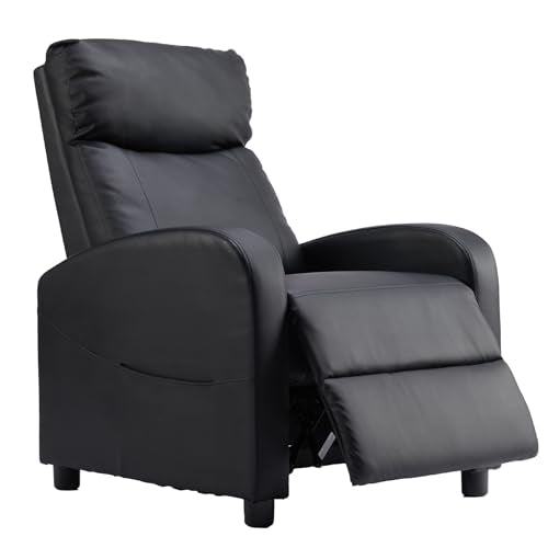 Sweetcrispy Recliner Chair PU Leather Recliner Sofa No Massage, Home Theater Seating with Lumbar Support, Adjustable Push ...