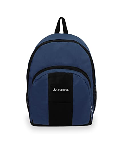 Everest Luggage Backpack with Front and Side Pockets, Navy, Large