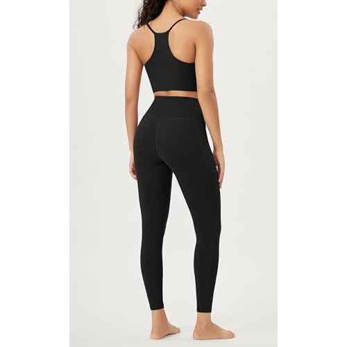 ODODOS Cloud Feeling Crossover 7/8 Leggings with Pockets for Women 25" / 28" V High Wasit Lounge Yoga Pants