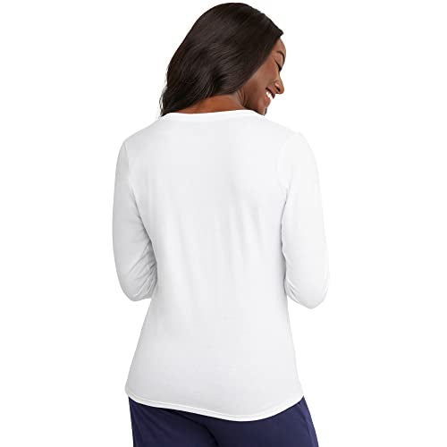 Hanes Womens Originals Long Sleeve Cotton V-Neck T-Shirt, Lightweight V-Neck Tee, Modern Fit