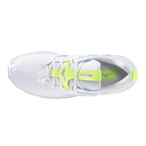 Mizuno Wave Stealth 2 Unisex Volleyball Shoe, White/Neo Lime, 15 US Men