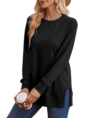 Sweatshirt for women Side Split Fall Fashion 2025 Long Sleeve Shirts Trending Now