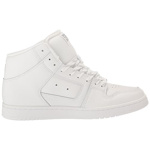 DC Women's Manteca 4 High Top Skate Shoe, White/Silver, 8