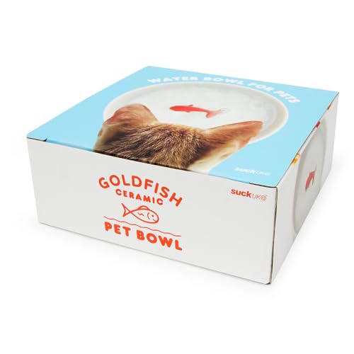 Suck UK Cat Bowls - Fish Bowl - Cat Water Bowl - Funny Animal Accessories - Ceramic Dish - Novelty Pet Supplies - Pets Pra...