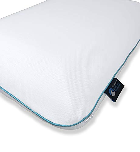 Bluewave Bedding Extra Slim Max Cool CarbonBlue Gel Memory Foam Pillow for Stomach and Back Sleepers - Thin, Flat Design w...