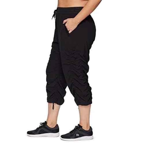 RBX Active Women's Plus Size Fashion Lightweight Woven Body Skimming Drawstring Capri Pant